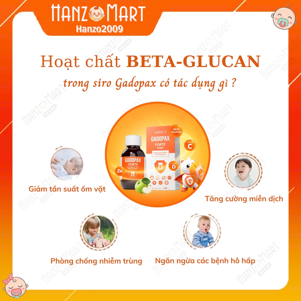 Gadopax forte tăng đề kháng vượt trội hỗ trợ tăng cường sức đề kháng của cơ thể cho bé (chai 100mL)