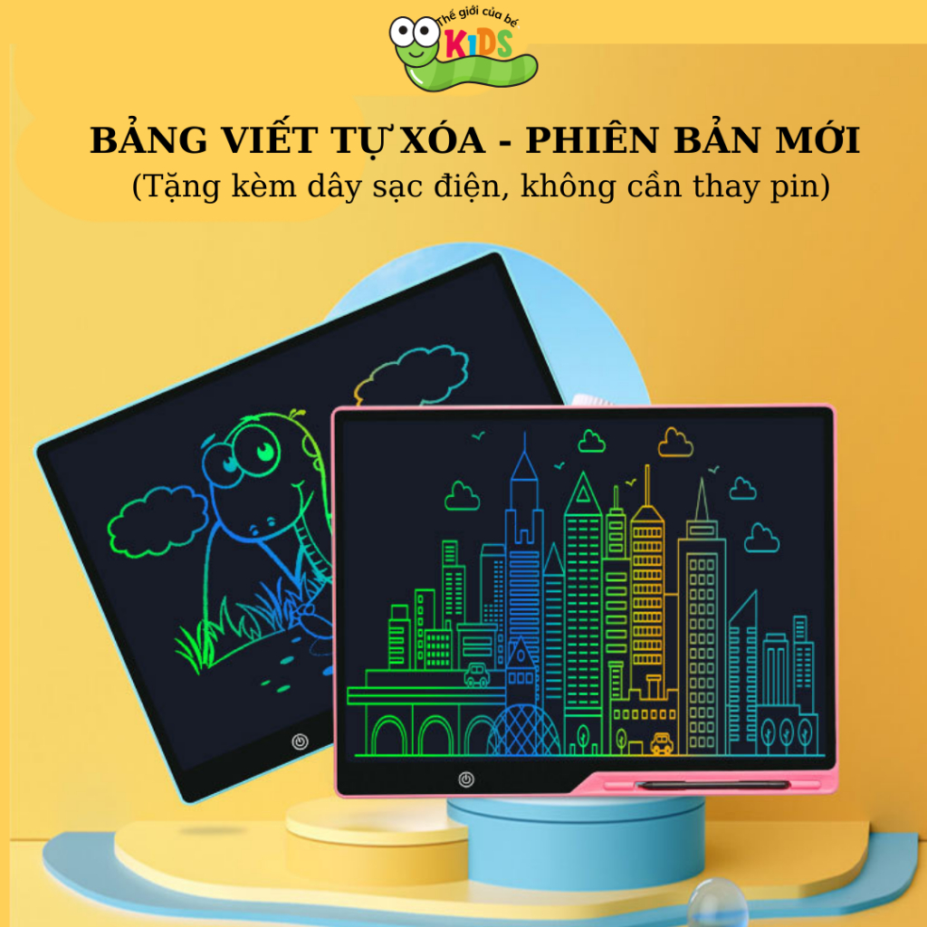 PHIN BẢN MI Bảng Viết Tự Xóa M n Hình LCD Thông Minh Kích Thước Lớn Sạc iện,Cho Bé Tập Viết, Tập Vẽ
