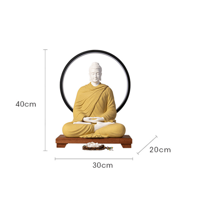 Tượng Phật Thích Ca Mâu Ni Gốm Tử Sa Cao Cấp Cao 31x25cm, Đặt Bàn Thờ, Trang Trí Phong Thủy