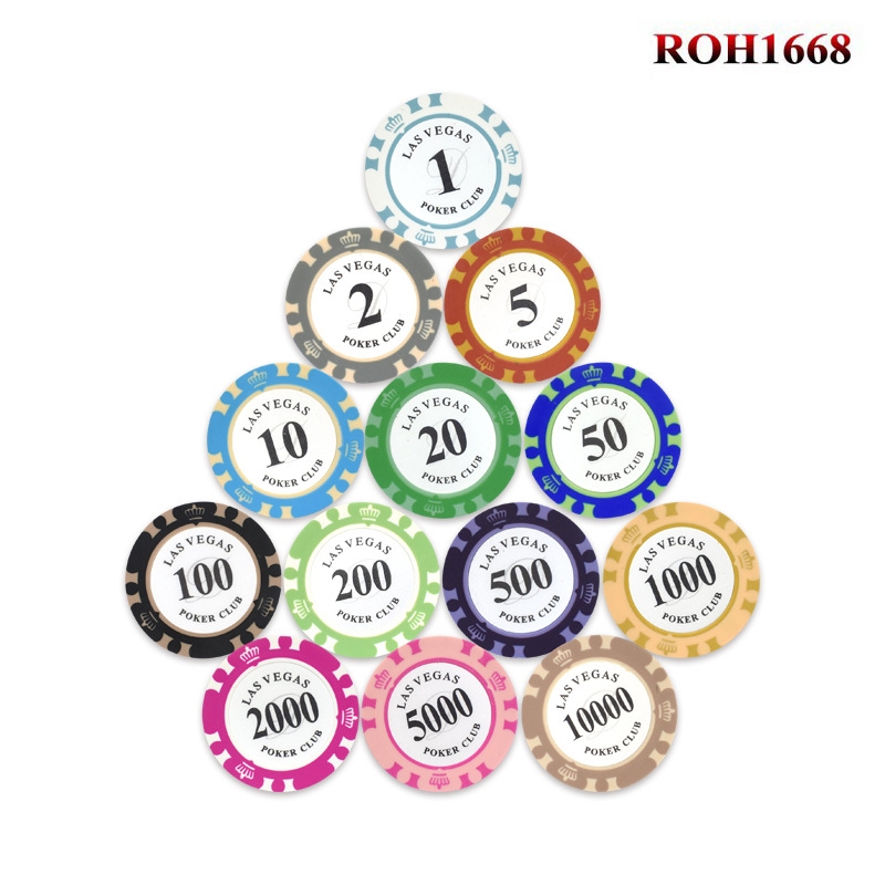 Set 10 chip poker PK 8 Las Vegas có số, phỉnh poker chất liệu nhựa bọc sắt