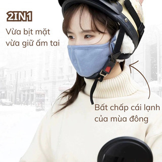 Khẩu trang  bịt tai vải lông cừu giữ ấm chống bụi mịn, bảo vệ tai ủ ấm chống gió lạnh mùa đông 🌸 tuyển sỉ🌸
