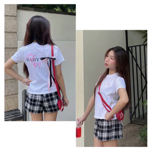 Áo Thun Nữ Baby Tee đính nơ "Baby you got this " - Kraken Drk 250gsm cotton 2 chiều