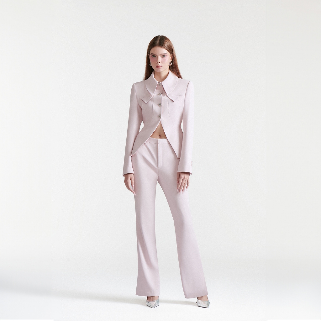 Ảnh DEAR JOSÉ - Áo vest tay dài vải poly hồng Origami 1