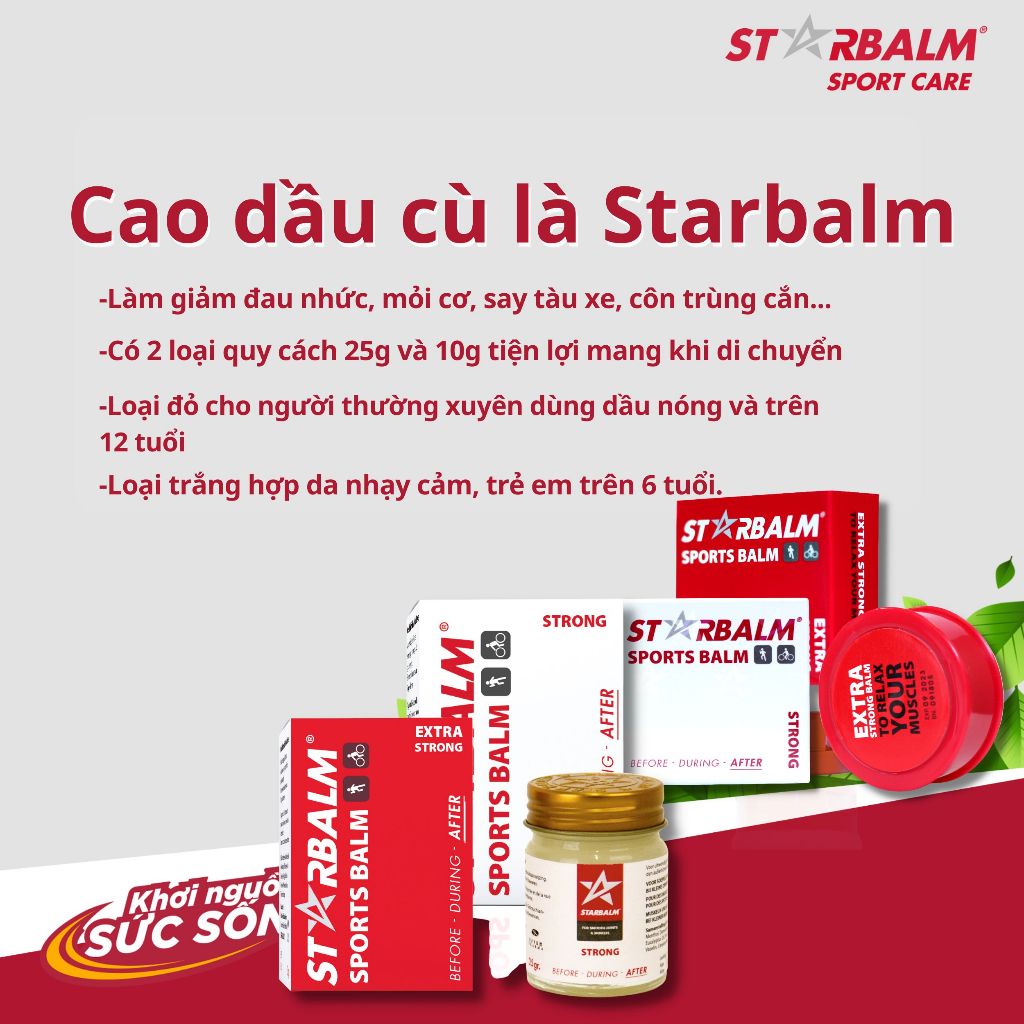 Cao xoa bóp Hà Lan Starbalm, Dầu cù là tăng tuần hoàn máu giảm mỏi cơ