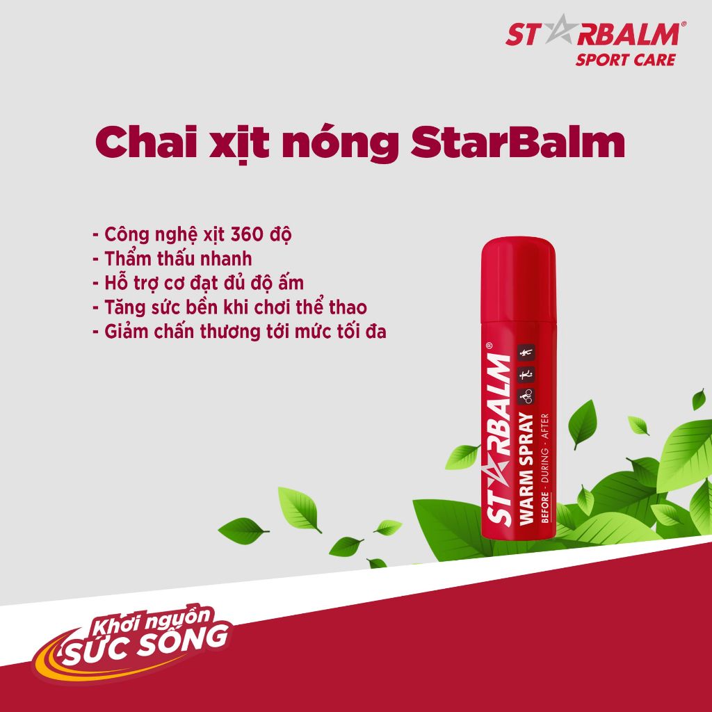 Chai xịt nóng thể thao Starbalm Warm Spray 150ml làm ấm cơ bắp trước vận động tránh chấn thương