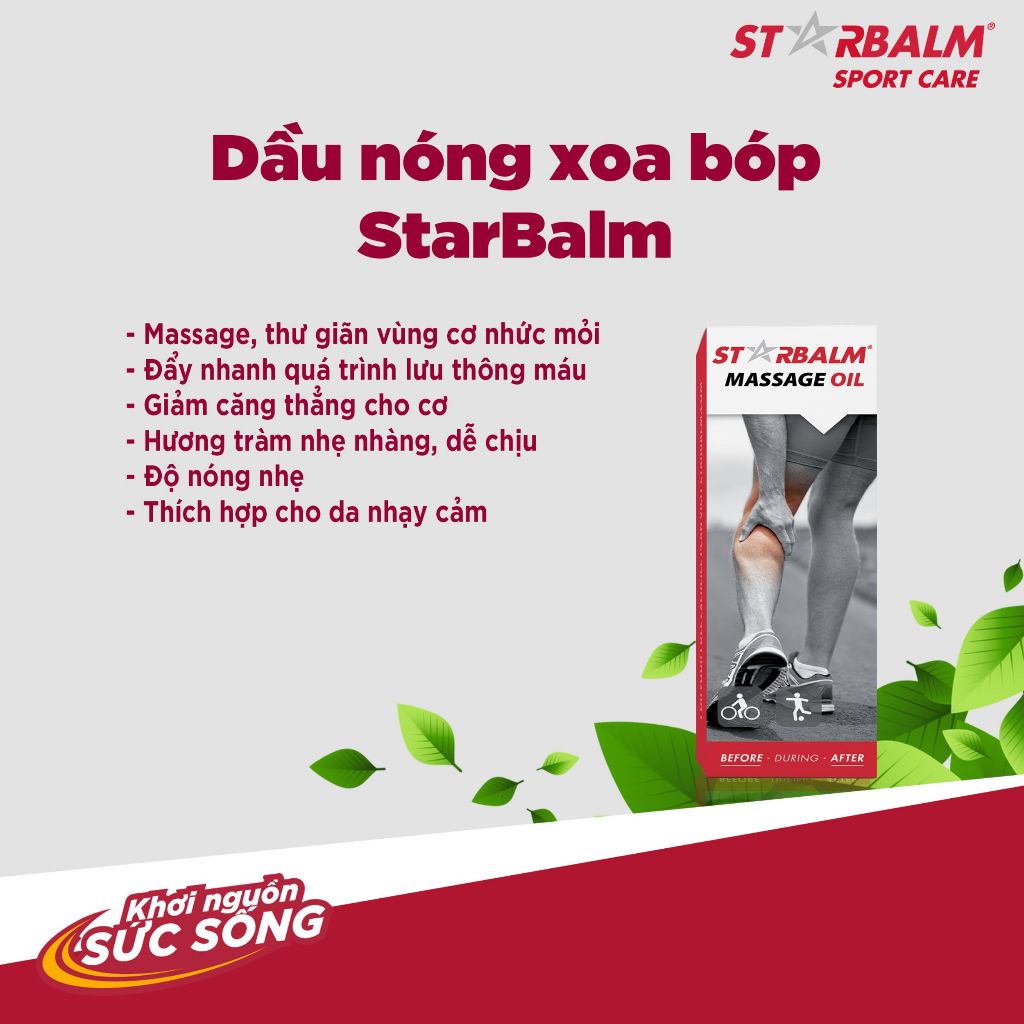 Dầu xoa bóp Starbalm Massage Oil 50ml dầu nóng xoa bóp, massa cơ bắp nhức mỏi vùng vai gáy, cổ, chân tay