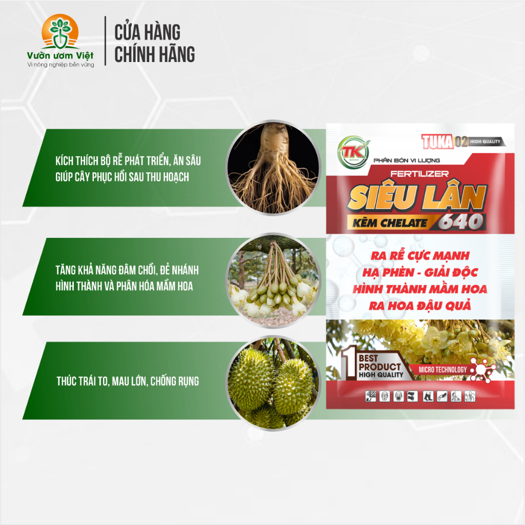 Phân bón SIÊU LÂN 640 kích mầm hoa, dưỡng hoa và rễ phát triển tốt và đồng đều - 50gr