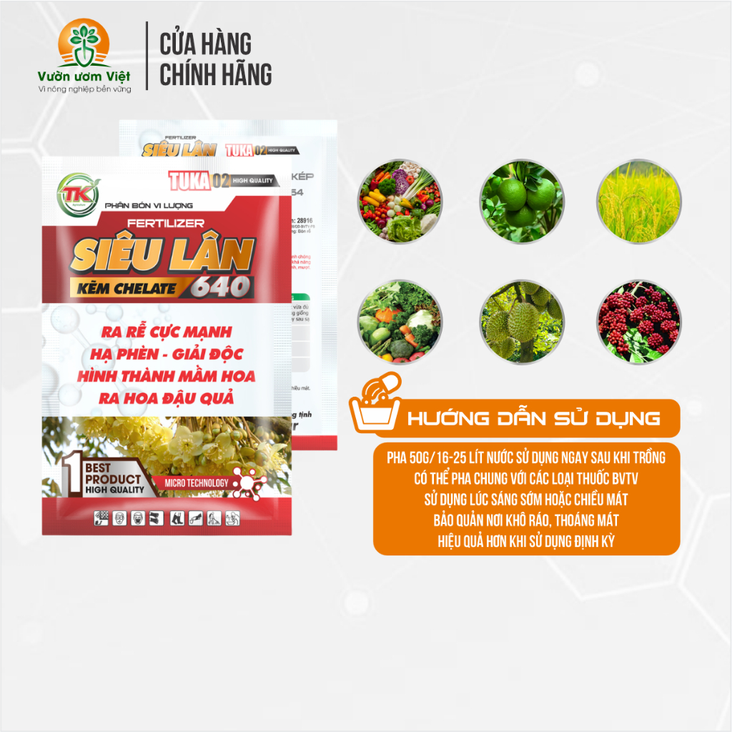 Phân bón SIÊU LÂN 640 kích mầm hoa, dưỡng hoa và rễ phát triển tốt và đồng đều - 50gr
