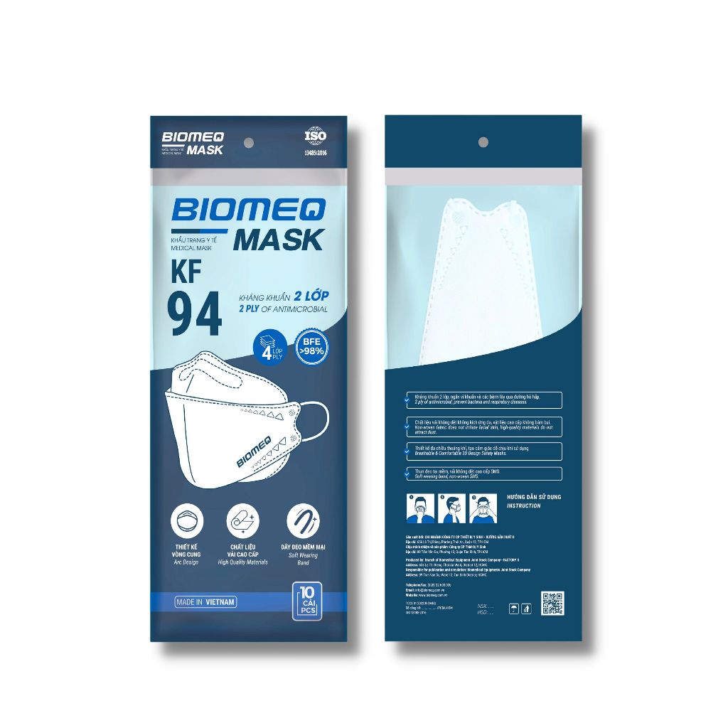 Khẩu trang BIOMEQ MASK KF94 2 lớp kháng khuẩn và lọc bụi bẩn