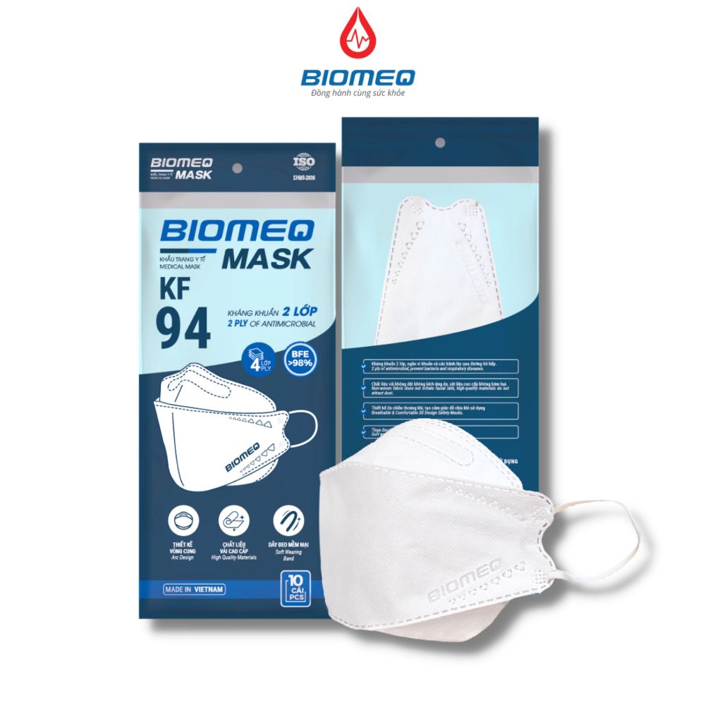 Khẩu trang BIOMEQ MASK KF94 2 lớp kháng khuẩn và lọc bụi bẩn