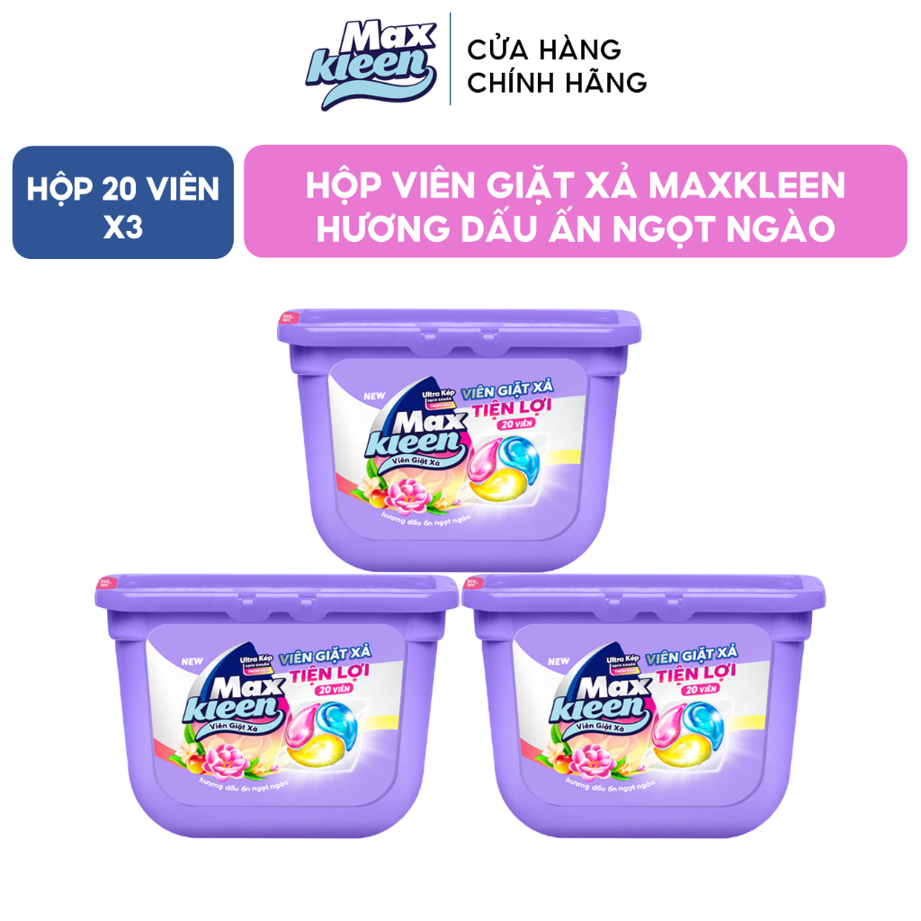 Ảnh Combo 3 Hộp Viên Giặt Xả MaxKleen Hương Dấu Ấn Ngọt Ngào 300g (20 ViênHộp) 1