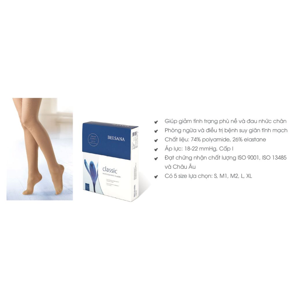 Vớ đùi y khoa Belsana Classic AG tất phòng ngừa suy giãn tĩnh mạch sản xuất tại Đức
