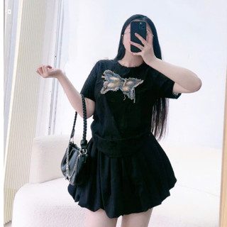 Áo thun nữ bigsize họa tiết hình bướm vải xước mềm mịn phong cách trẻ trung 50-95Kg A249