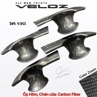 Ốp tay nắm, hõm cửa CACBON xe Toyota Veloz đời 2022 - HIỆN NAY - Vân CARBON cao cấp