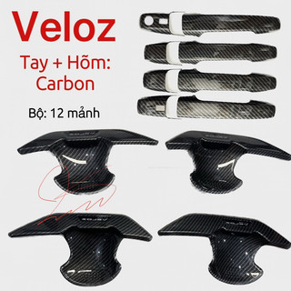 Ốp tay nắm, hõm cửa CACBON xe Toyota Veloz đời 2022 - HIỆN NAY - Vân CARBON cao cấp