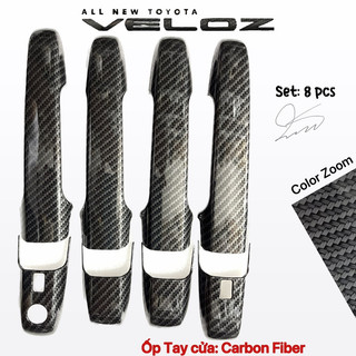 Ốp tay nắm, hõm cửa CACBON xe Toyota Veloz đời 2022 - HIỆN NAY - Vân CARBON cao cấp