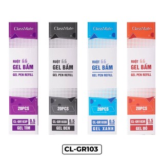 Ngòi Bút Gel Bấm 0.5mm, Ruột Bút Gel CLASSMATE Mực Xanh Đen Đỏ Tím, Nét Trơn Và Nhanh Khô CL-GR103