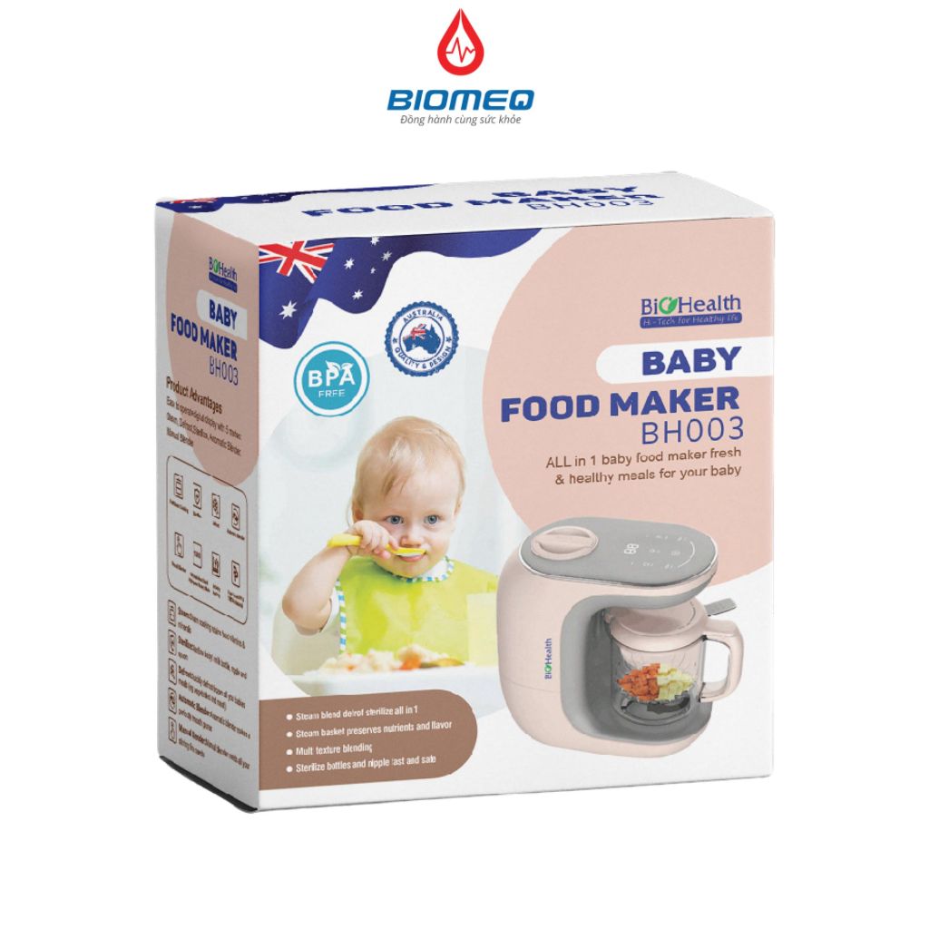 Máy làm thức ăn dặm cho bé BioHealth BH003 tích hợp nhiều tính năng