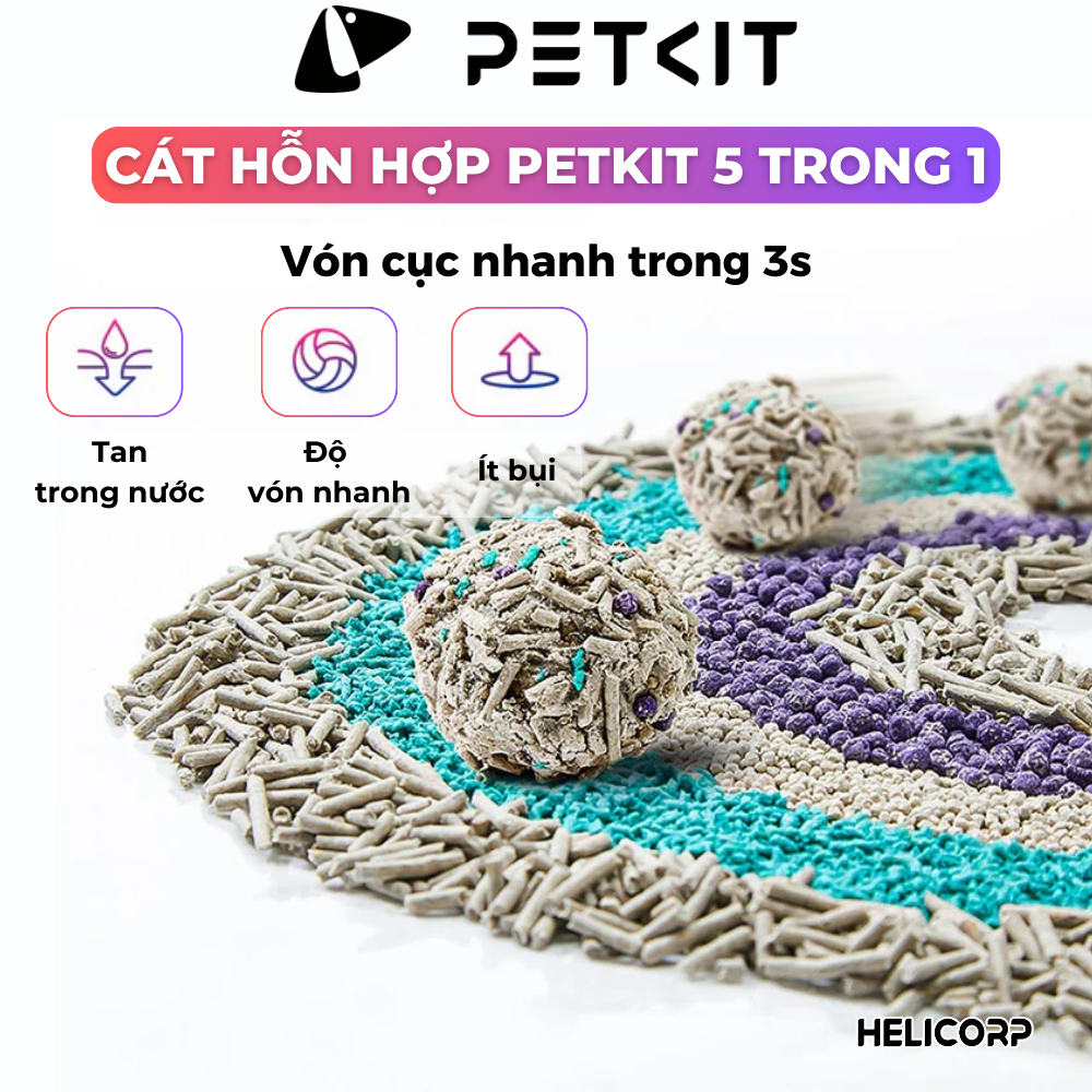 Ảnh Cát mèo Petkit cao cấp 5in1 mix đậu nành, đất sét, khử mùi, vón tốt, xả tolet 2