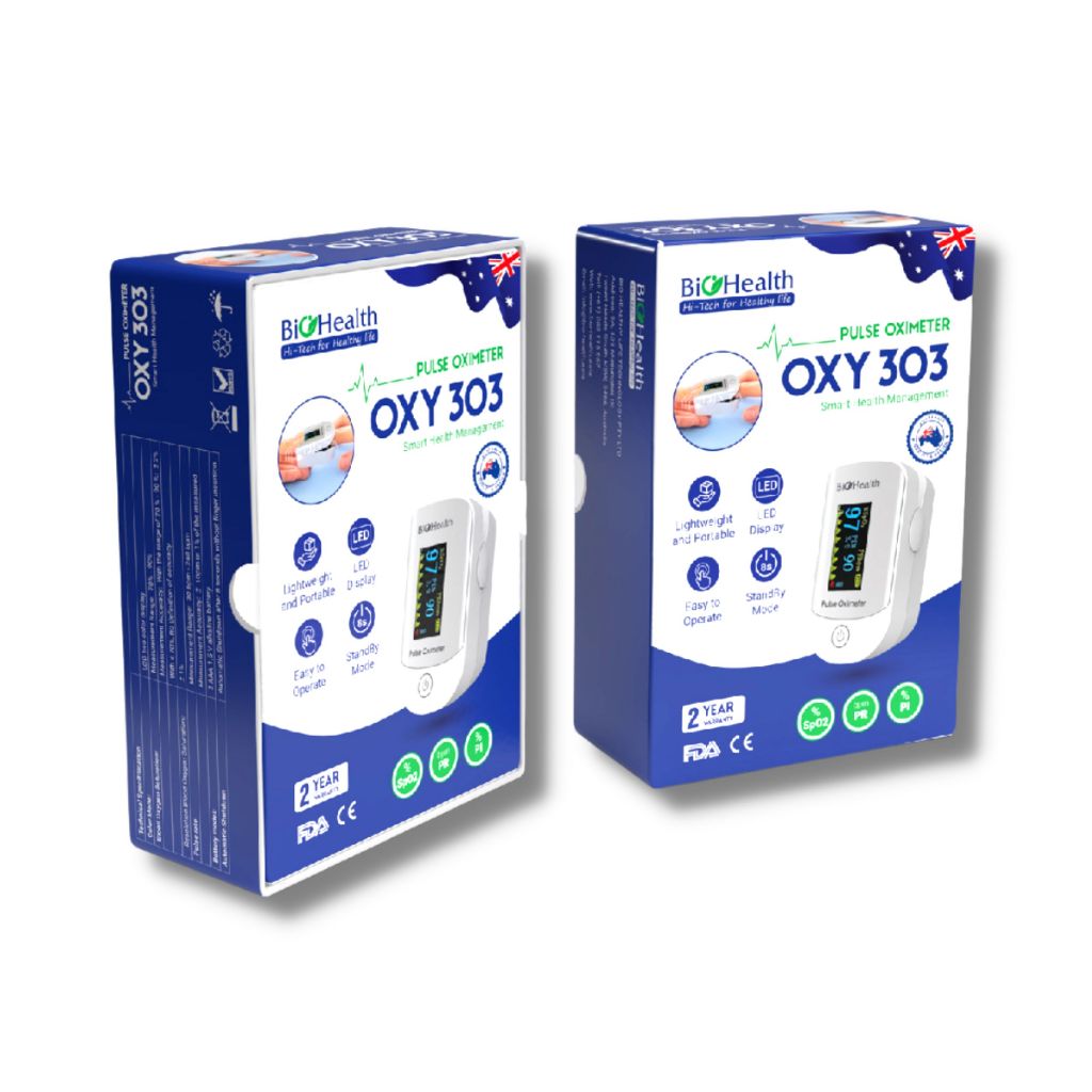 Máy đo oxy trong máu SPO2 Biohealth OXY 303 đo nhanh KHÔNG gây đau khi đo