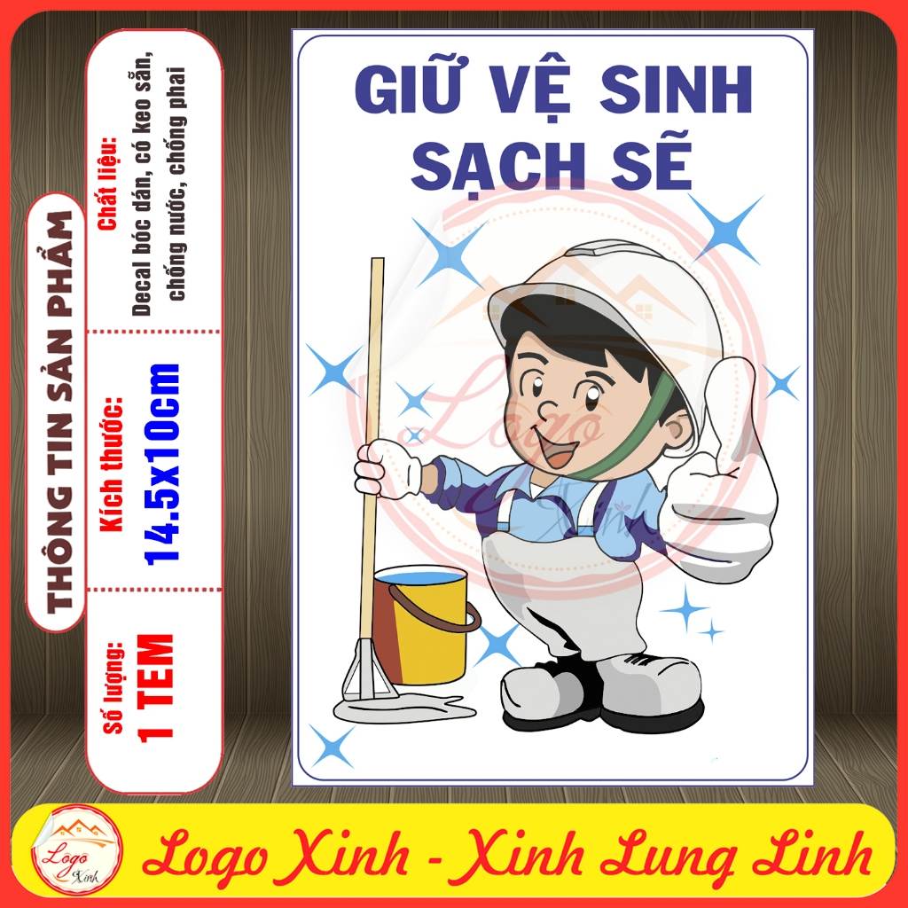 LOGO TEM STICKER YÊU CẦU GIỮ VỆ SINH SẠCH SẼ CHIBI DÙNG CHO NHÀ XƯỞNG ...