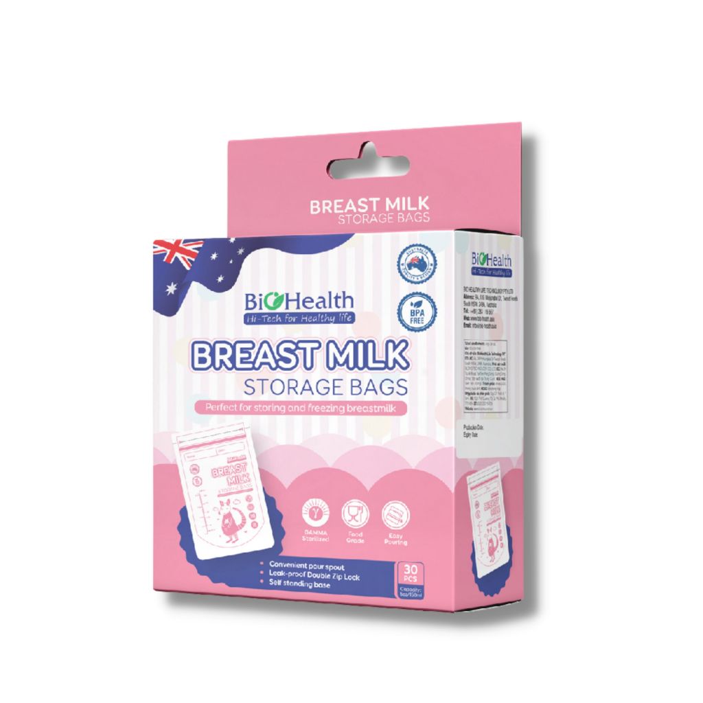 Túi trữ sữa BioHealth vật liệu không chứa BPA đạt tiêu chuẩn FDA hộp 30 túi 150ml/250ml