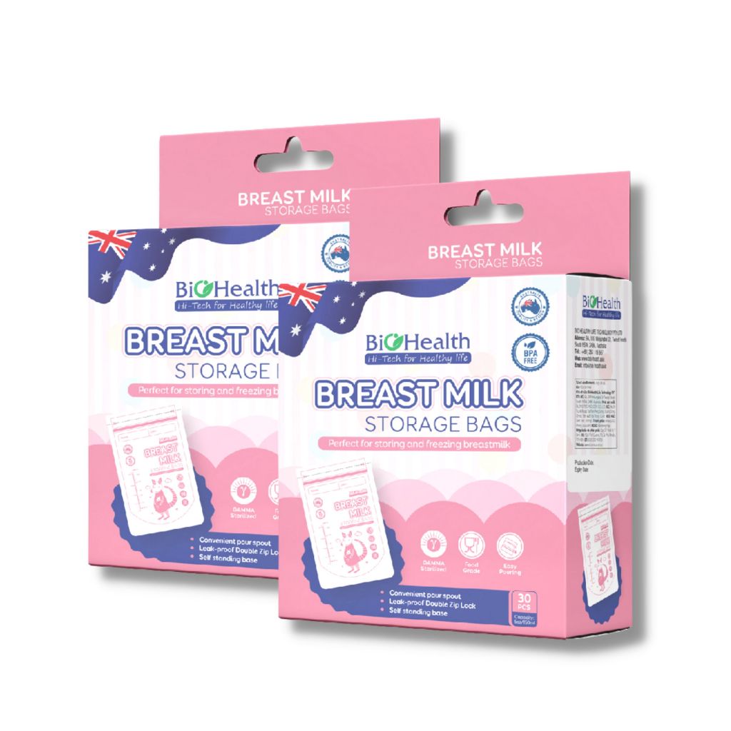 Túi trữ sữa BioHealth vật liệu không chứa BPA đạt tiêu chuẩn FDA hộp 30 túi 150ml/250ml