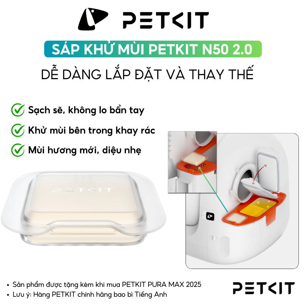 Ảnh Sáp Khử Mùi PETKIT N50 2.0 Dùng Cho Máy Dọn Phân Mèo Pura Max, Purobot Max Pro 2
