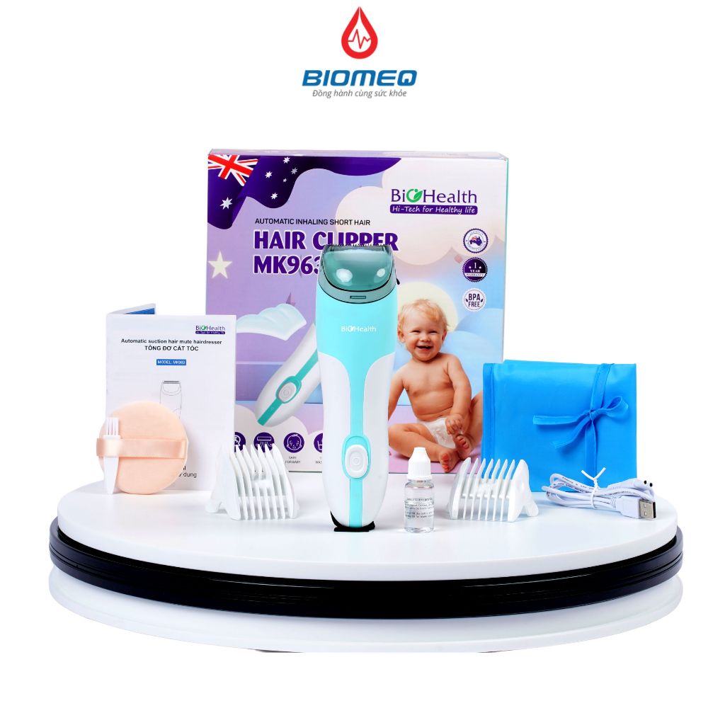 Tông đơ cắt tóc và hút tóc tự động thông minh Biohealth MK963 cho trẻ em