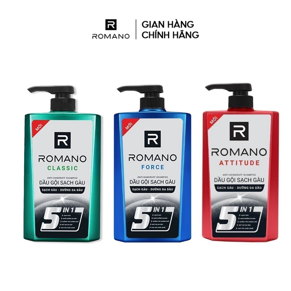 Ảnh Dầu gội nam sạch gàu 5in1 Romano hương nước hoa Classic/ Force/ Attitude 610g / 650g - 3 mùi hương có sẵn 2