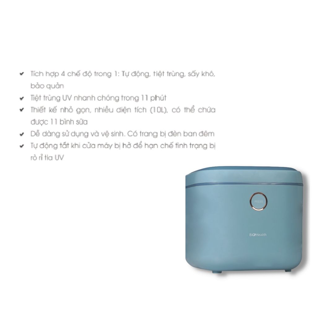 Máy tiệt trùng UV cửa trên 10L Biohealth BH5500 tích hợp nhỏ gọn và tiện lợi  - Bảo hành 1 năm