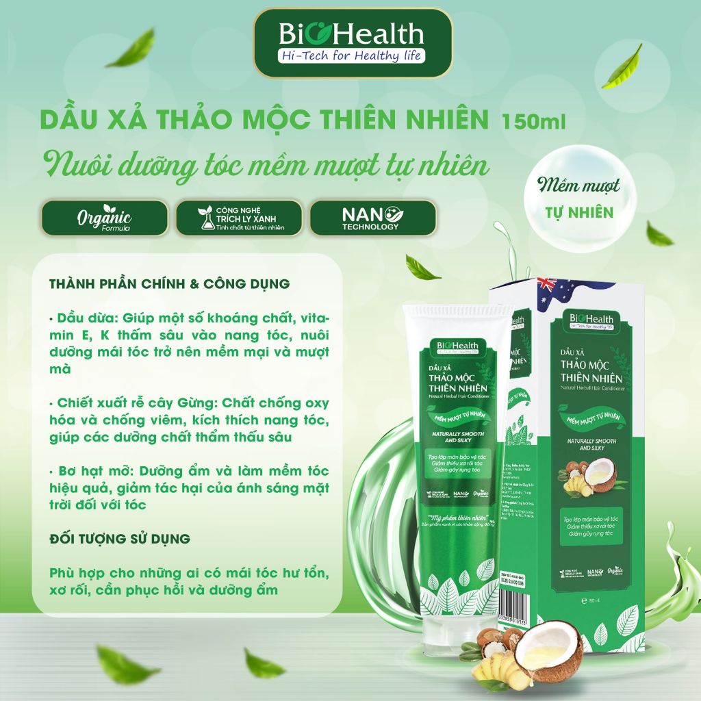 Dầu xả chiết xuất từ thảo mộc thiên nhiên 150ml Biohealth giúp làm mượt, giảm hư tổn tóc