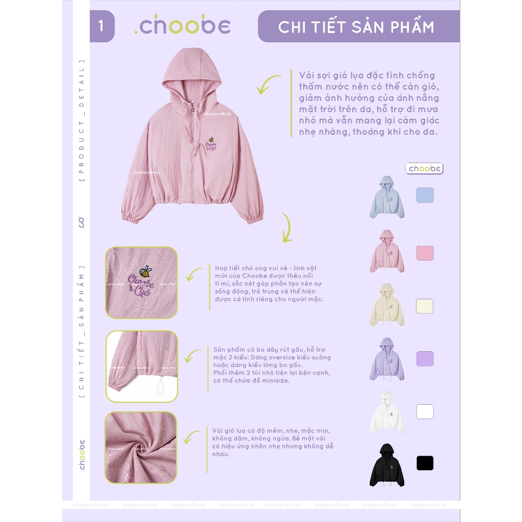 Ảnh Áo khoác nữ Windbee Choobe chống nắng cản gió khóa kéo vải gió lụa mềm AK18 2
