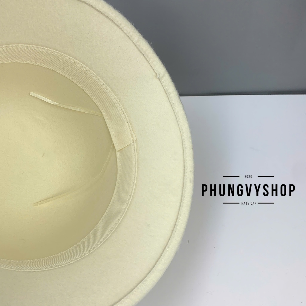 Mũ nón cối DẠ ÉP FORM CỨNG Gắn NƠ thu đông bụcket bèo vành phungvyshop