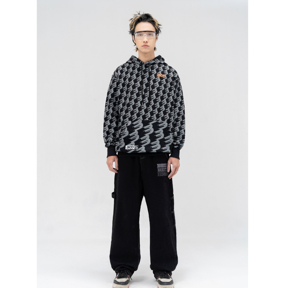 Áo Nỉ Mũ BOO Unisex In Tràn Họa Tiết logo BOO Essential Winter