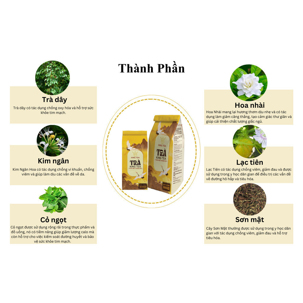 Ảnh Trà Thảo Mộc Kingtea 500g - Trà Thảo Mộc Giúp Thanh Nhiệt - Mát Gan -  Tốt Cho Người Bị Mất Ngủ 2