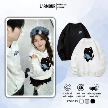 Áo hoodie áo hoodie đôi, áo sweater đôi nam local brand Hello Kity Cá Xanh unisex nam nỉ cotton mịn Form Rộng [A100]