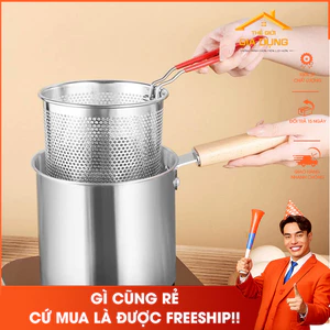 Nồi chiên ngập dầu dung tích 1200ml dùng được cho bếp từ có lưới lọc tiết kiệm dầu ăn