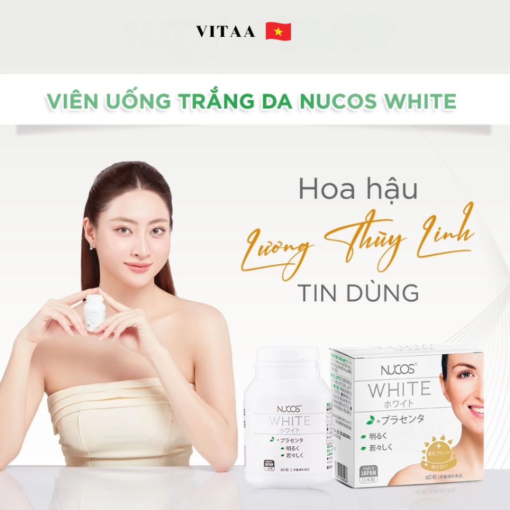 Ảnh Viên uống trắng da nhật bản NUCOS giúp làm sáng, đều màu da mờ thâm nám, chống oxy hóa 60 viên 1