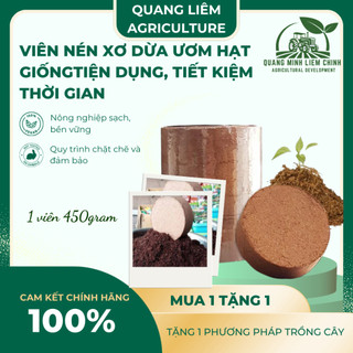 Đất nén xơ dừa trồng rau đã qua xử lý [Viên nén tròn 450gram] - Mụn xơ dừa ép bánh ươm Hạt giống