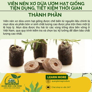 Đất nén xơ dừa trồng rau đã qua xử lý [Viên nén tròn 450gram] - Mụn xơ dừa ép bánh ươm Hạt giống