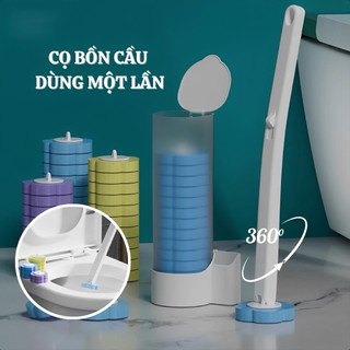 Cọ Bồn Cầu Dùng Một Lần Kèm 6 Đầu Cọ – Tay Cầm Xoay 360°, Sạch Nhanh Không Dơ Tay, Gọn Gàng Tiện Lợi