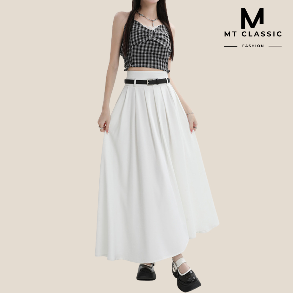 Chân váy xếp ly dáng dài 90cm, chân váy midi hàn quốc dáng xòe, phong cách hách dáng trendy - MT CLASSIC