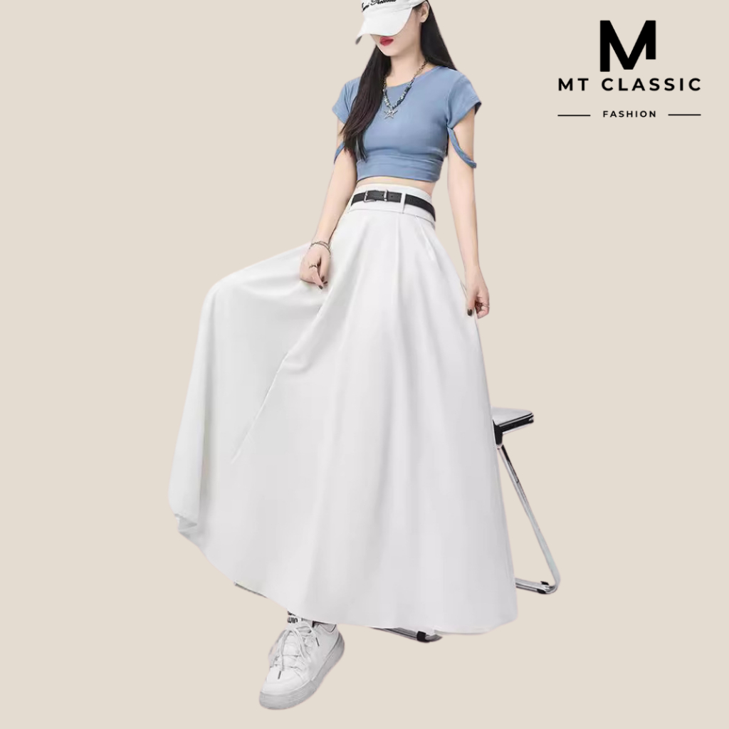 Chân váy xếp ly dáng dài 90cm, chân váy midi hàn quốc dáng xòe, phong cách hách dáng trendy - MT CLASSIC