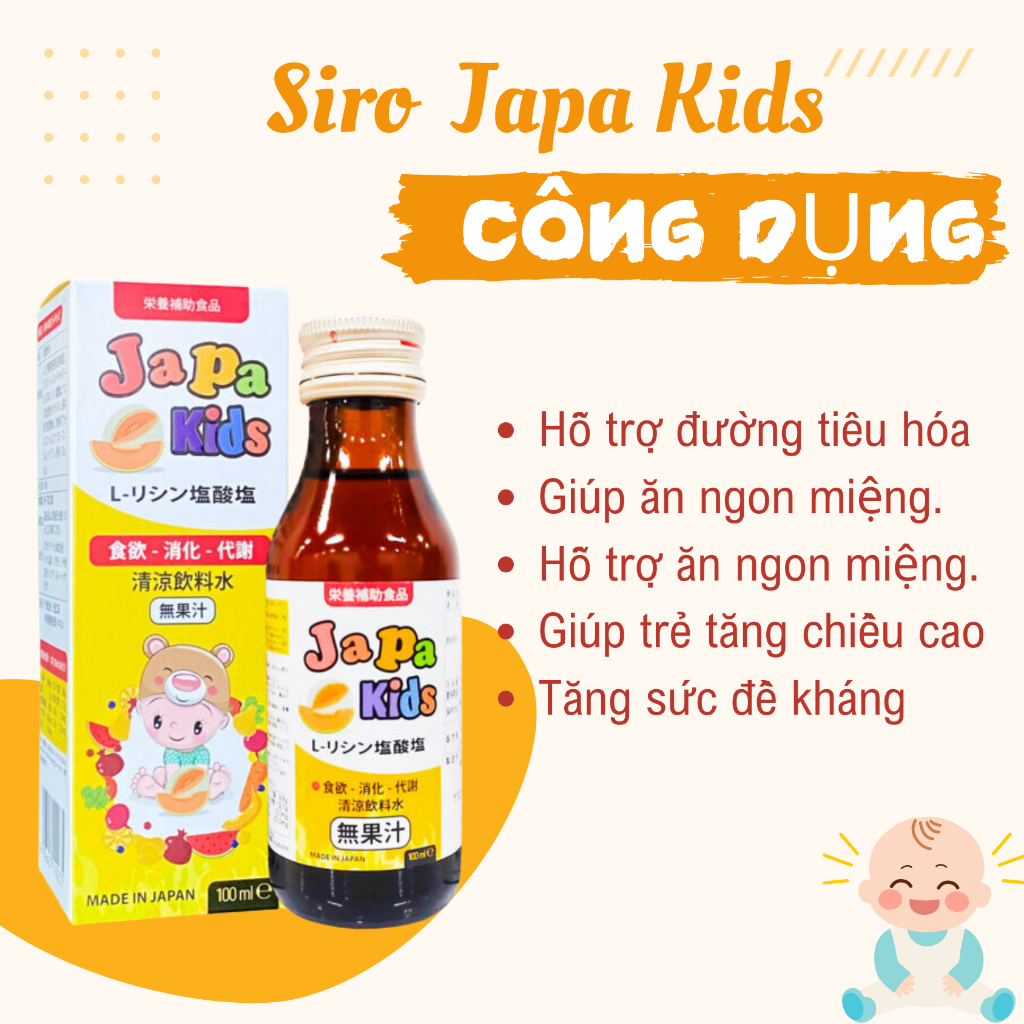 Siro Ăn Ngon Cho Bé Japa Kids Chính Hãng Kích Thích Ăn Ngon, Tăng Chiều Cao Cho Bé 100ml