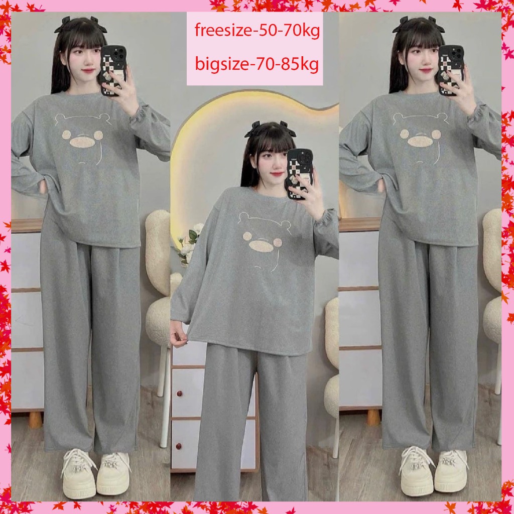 Bộ bầu – Bộ sau sinh – mặc nhà ( Gân Mặt Gấu Xù ) chất liệu Gân Tăm Lụa – mềm – mịn