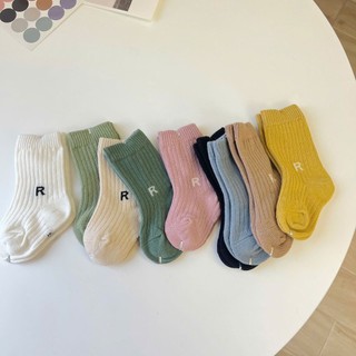 Tất vớ cổ cao chữ R cho bé 0-3 tuổi. Tất giữ ấm cho bé sơ sinh, vớ QC. Dino Kids