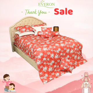 Everon drap ga phủ, ga chun trần, bộ chăn ga gối màu cam in họa tiết chất Modal sồi giảm giá EPM 20064