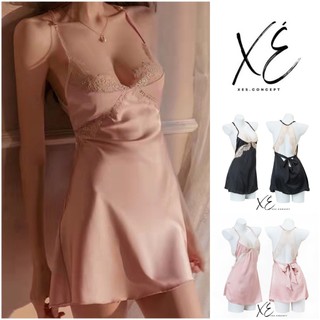 Váy 2 dây lụa phối ren cao cấp lưng ren kiểu ( V8 )