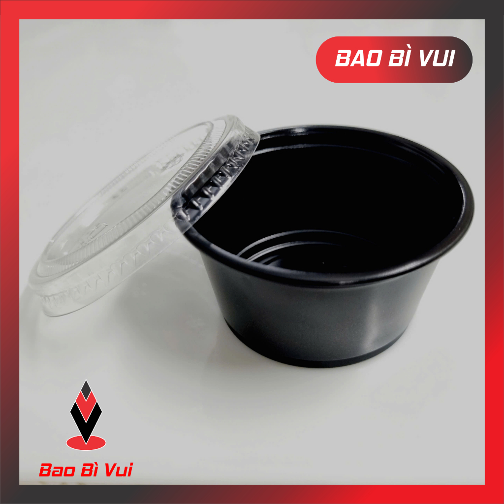 [ 100 ] Hũ 2oz đế đen có nắp rời, hũ nước sốt 60ml - BAO BÌ VUI